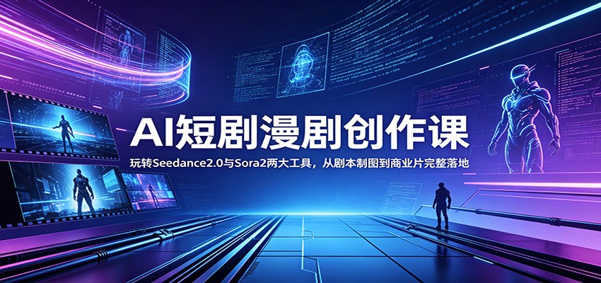 AI短剧漫剧创作课：玩转Seedance2.0与 Sora2两大工具，从剧本制图到商业片完整落地-副业网