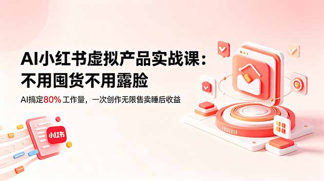 AI小红书虚拟产品实战课-更新：不用囤货不用露脸，AI搞定80%工作量，一次创作无限售卖睡后收益-副业网