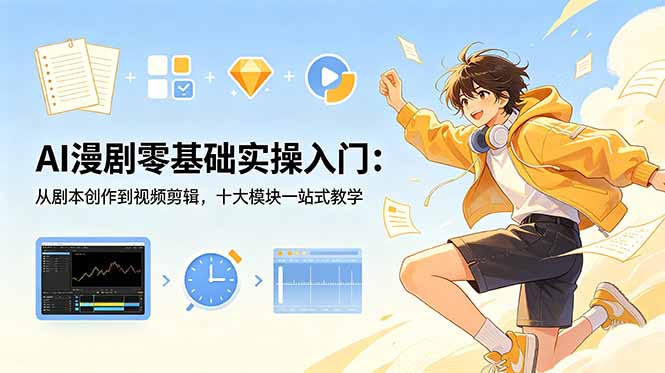 AI漫剧零基础实操入门：从剧本创作到视频剪辑，十大模块一站式教学-副业网