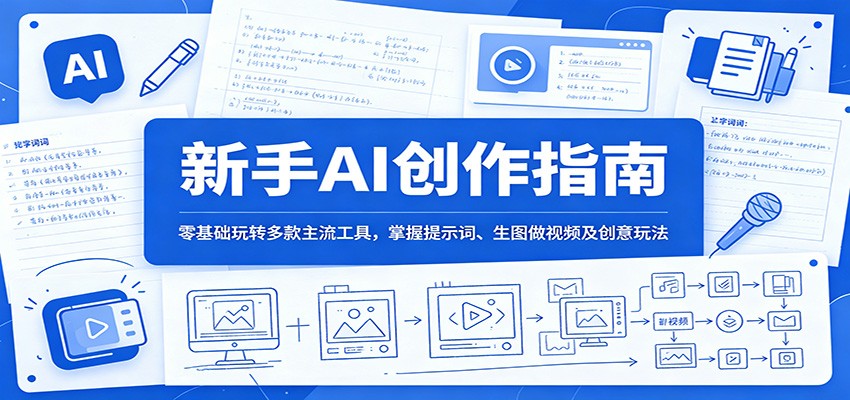 新手AI创作指南：零基础玩转多款主流工具，掌握提示词、生图做视频及创意玩法-副业网