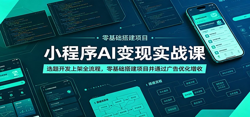 小程序AI变现实战课：选题开发上架全流程，零基础搭建项目并通过广告优化增收-副业网