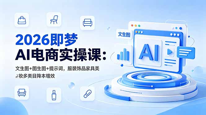 2026即梦AI电商实操课：文生图+图生图+提示词，服装饰品家具美妆多类目降本增效-副业网