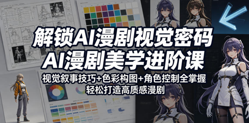 解锁AI漫剧视觉密码，AI漫剧美学进阶课，视觉叙事技巧+色彩构图+角色控制全掌握，轻松打造高质感漫剧(更新)-副业网