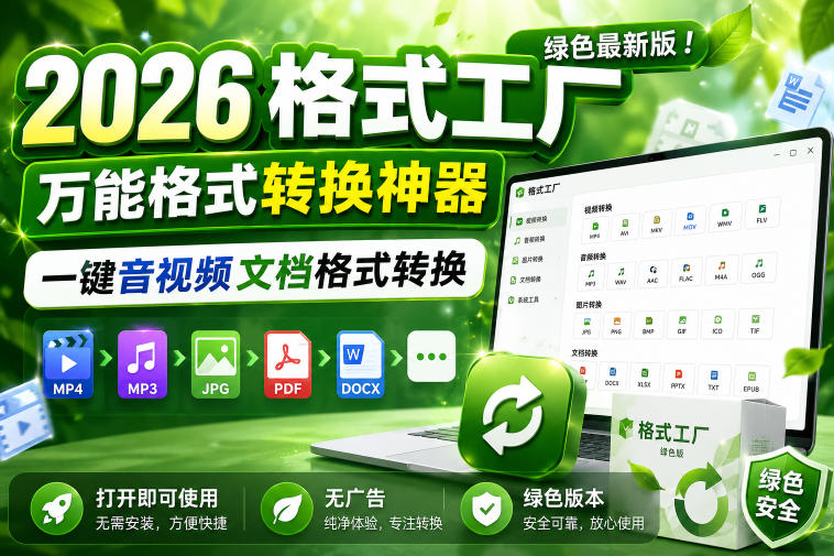 2026格式工厂绿色最新版！万能格式转换神器，一键音视频文档格式转换，打开即可使用，无广告绿色版本-副业网