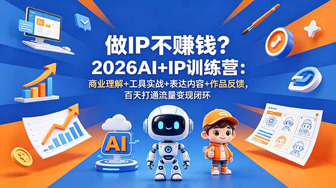 做IP不赚钱？2026AI+IP训练营：商业理解+工具实战+表达内容+作品反馈，百天打通流量变现闭环-副业网