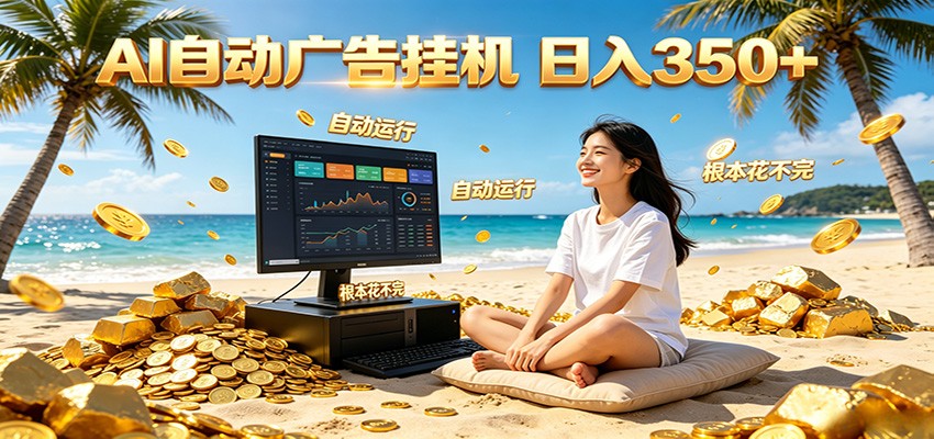 AI自动广告挂机 日入350+ 真正做到躺赚式变现，根本花不完！-副业网