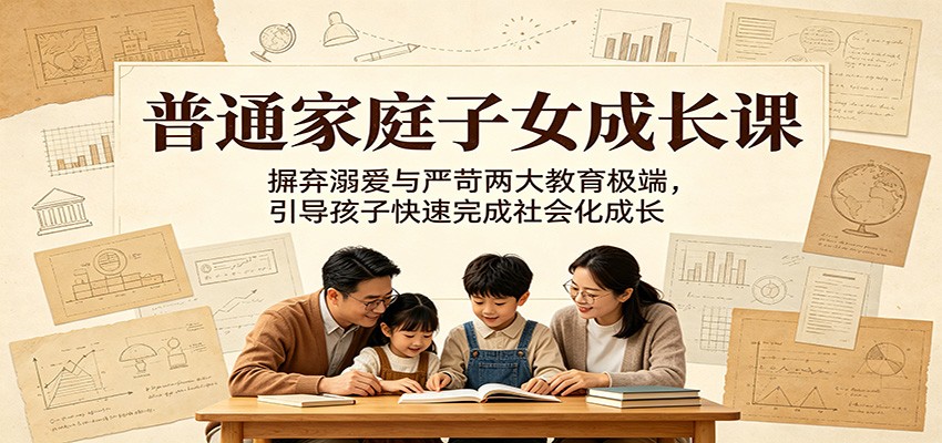 普通家庭子女成长课：摒弃溺爱与严苛两大教育极端，引导孩子快速完成社会化成长-副业网