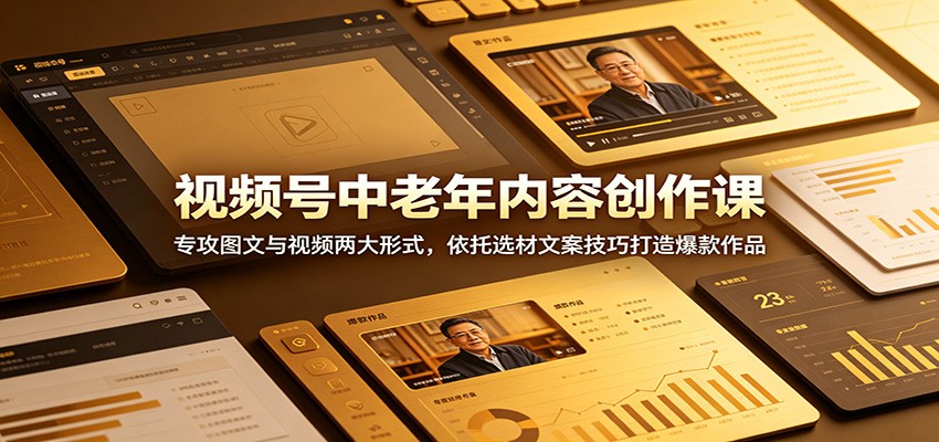 视频号中老年内容创作课：专攻图文与视频两大形式，依托选材文案技巧打造爆款作品-副业网