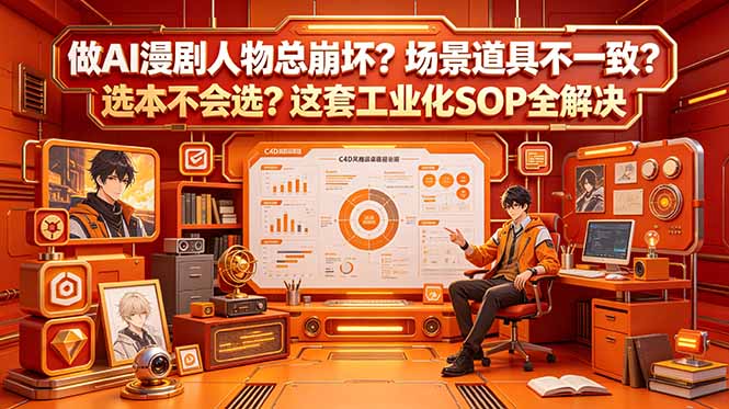 做AI漫剧人物总崩坏？场景道具不一致？选本不会选？这套工业化SOP全解决 (更新-副业网
