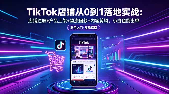 TikTok店铺从0到1落地实战：店铺注册+产品上架+物流回款+内容剪辑，小白也能出单-副业网
