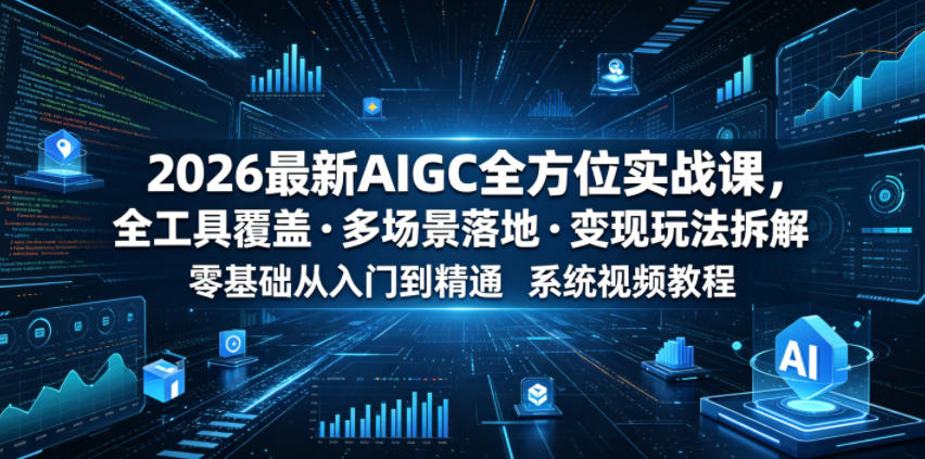 2026最新AIGC全方位实战课，全工具覆盖・多场景落地・变现玩法拆解，零基础从入门到精通系统视频教程-副业网