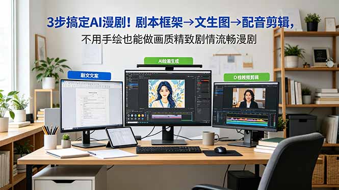 3步搞定AI漫剧！剧本框架→文生图→配音剪辑，不用手绘也能做画质精致剧情流畅漫剧-副业网
