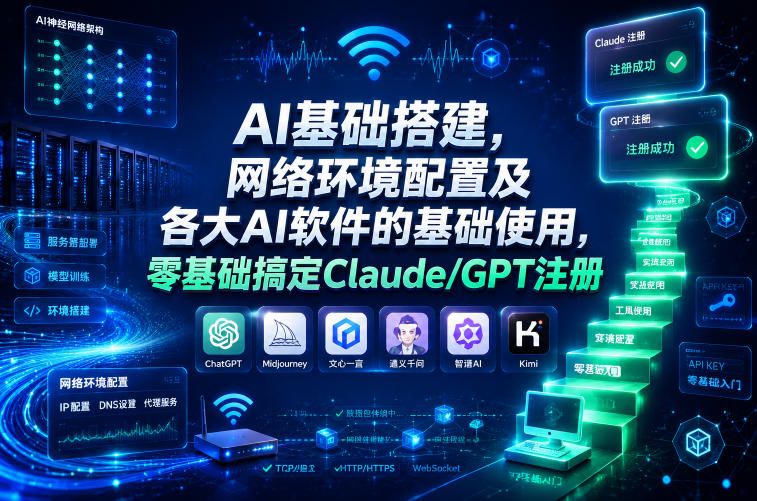 AI基础搭建，网络环境配置及各大AI软件的基础使用，零基础搞定Claude/GPT注册-副业网