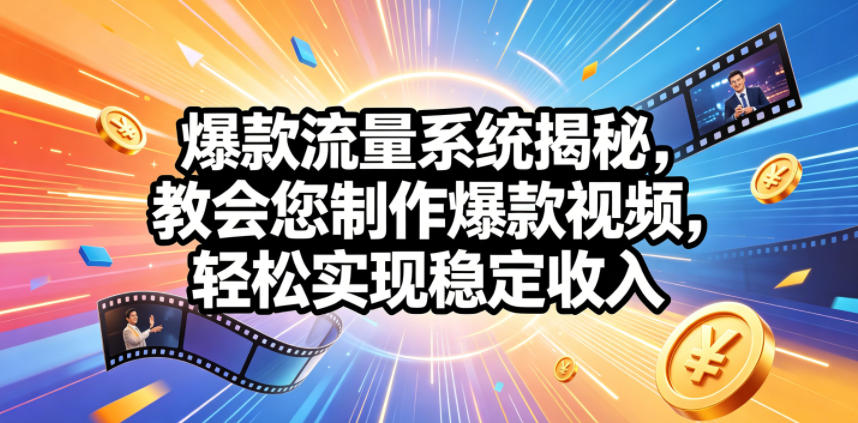 爆款流量系统揭秘，教会您制作爆款视频，轻松实现稳定收入【原创双语字幕】-副业网