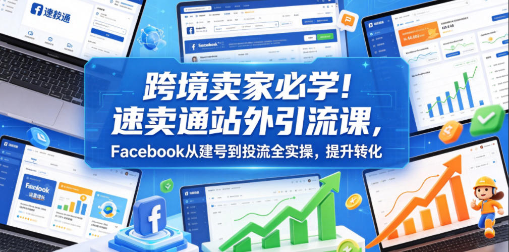 跨境卖家必学！速卖通站外引流课，Facebook从建号到投流全实操，提升转化-副业网