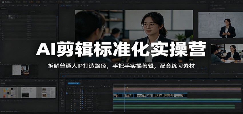 AI剪辑标准化实操营：拆解普通人IP打造路径，手把手实操剪辑，配套练习素材-副业网