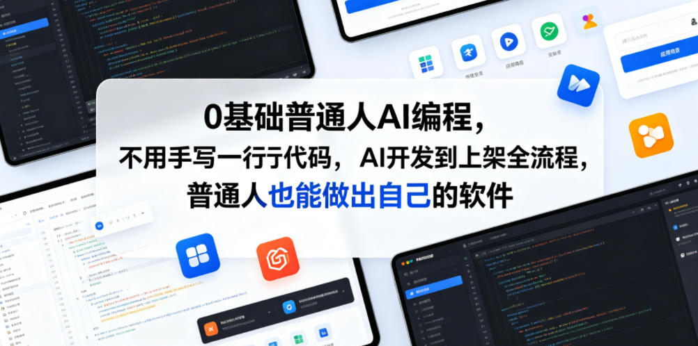 0基础普通人AI编程，不用手写一行代码，AI开发到上架全流程，普通人也能做出自己的软件-副业网