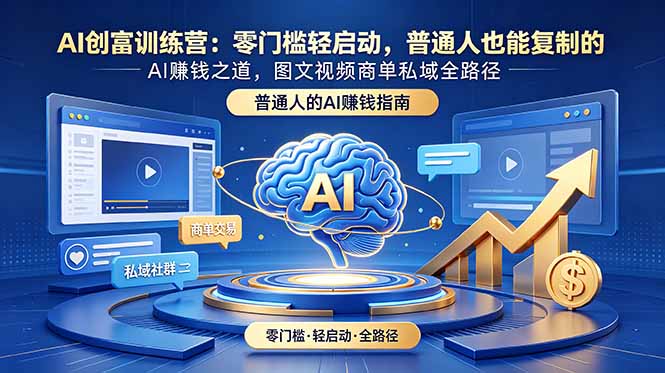 AI创富训练营：零门槛轻启动，普通人也能复制的AI赚钱之道，图文视频商单私域全路径-副业网