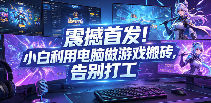 震撼首发！小白利用电脑做游戏搬砖，告别打工【揭秘】-副业网