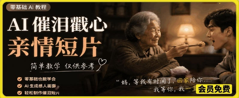 AI催泪戳心亲情短片，零基础AI教程，简单教学仅供参考-副业网