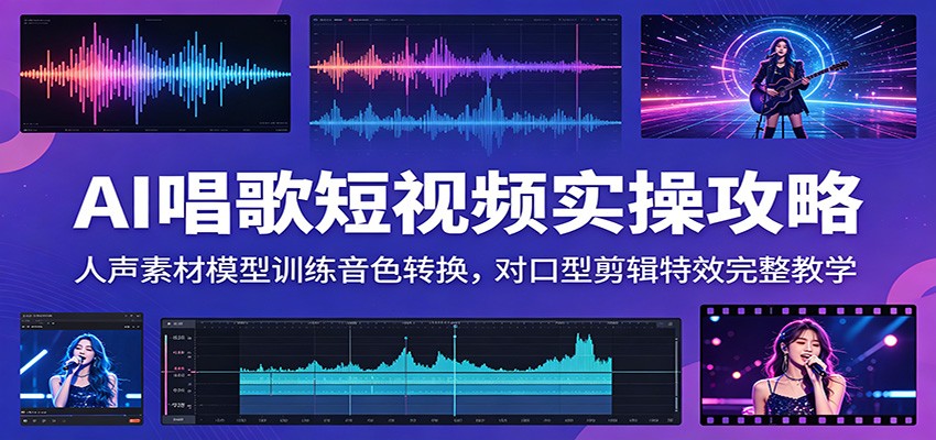 AI唱歌短视频实操攻略：人声素材模型训练音色转换，对口型剪辑特效完整教学-副业网