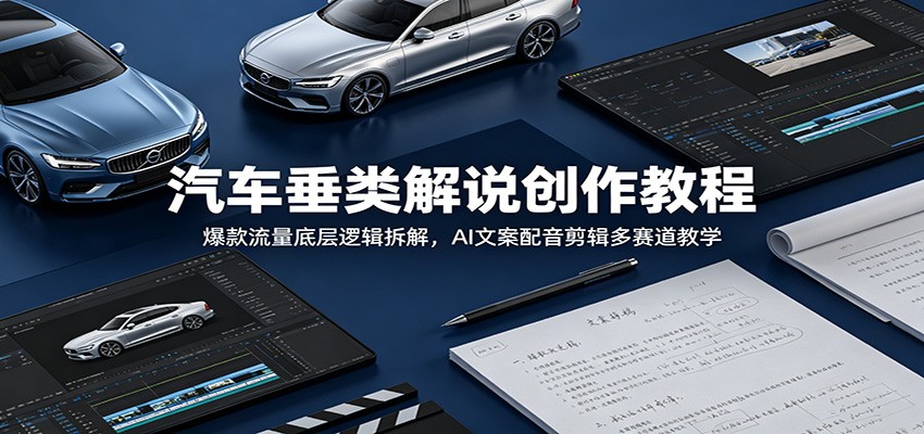 汽车垂类解说创作教程：爆款流量底层逻辑拆解，AI文案配音剪辑多赛道教学-副业网