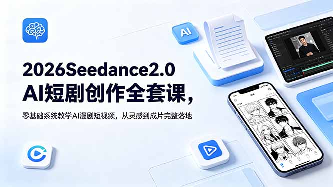 2026Seedance2.0AI短剧创作全套课，零基础系统教学AI漫剧短视频，从灵感到成片完整落地-副业网