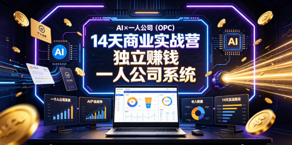AI×一人公司(OPC)14天商业实战营,用AI帮你搭建一个属于你自己的、能独立賺钱的一人公司系统-副业网