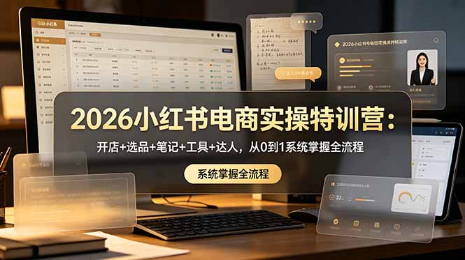2026小红书电商实操特训营：开店+选品+笔记+工具+达人，从0到1系统掌握全流程-副业网