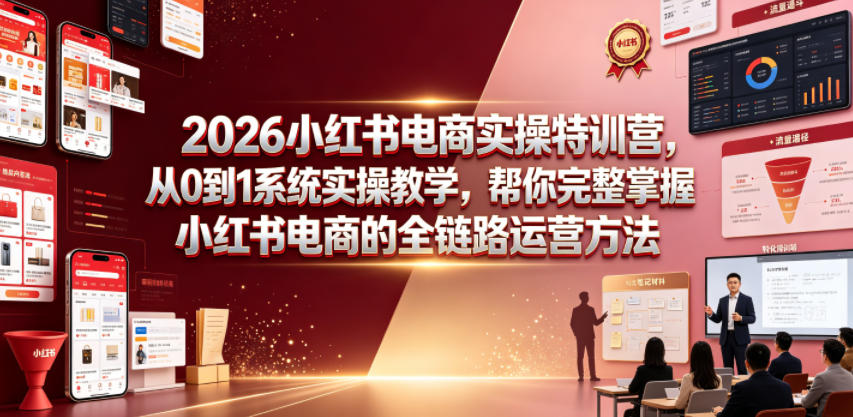 2026小红书电商实操特训营，从0到1系统实操教学，帮你完整掌握小红书电商的全链路运营方法-副业网