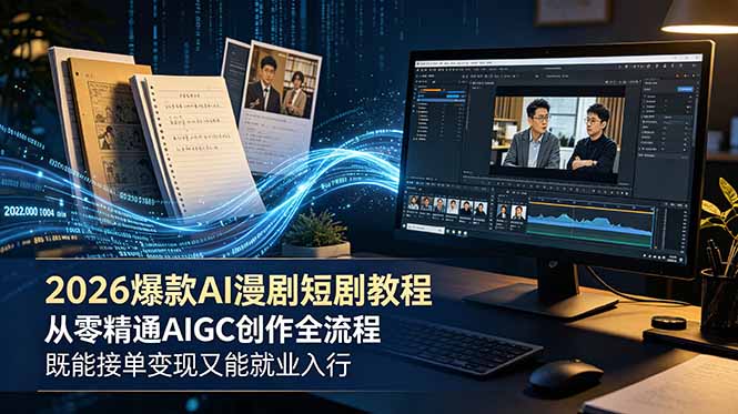 2026 爆款 AI 漫剧短剧教程 从零精通 AIGC 创作全流程 既能接单变现又能就业入行-副业网