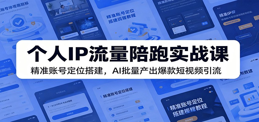 个人IP流量陪跑实战课：精准账号定位搭建，AI批量产出爆款短视频引流-副业网