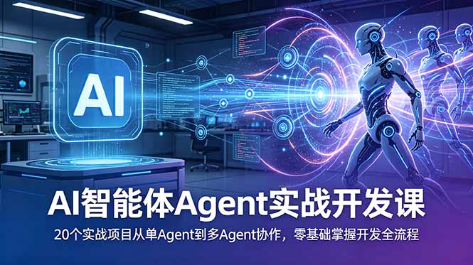 AI智能体Agent实战开发课:20个实战项目从单Agent到多Agent协作,零基础掌握开发全流程-副业网