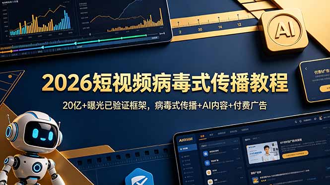 2026短视频病毒式传播教程:20亿+曝光已验证框架,病毒式传播+AI内容+付费广告-副业网