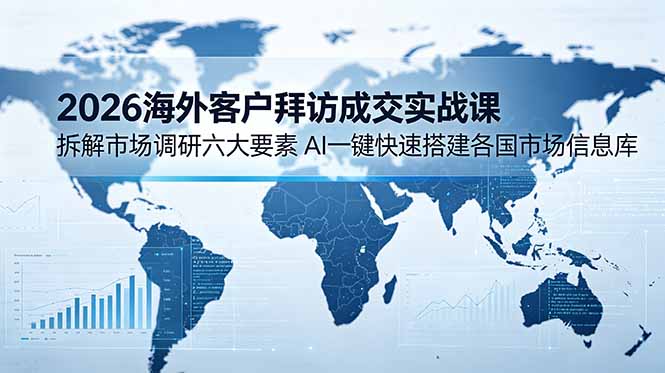 2026海外客户拜访成交实战课:拆解市场调研六大要素,AI一键快速搭建各国市场信息库-副业网