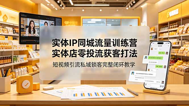 实体IP同城流量训练营:实体店零投流获客打法,短视频引流私域锁客完整闭环教学-副业网