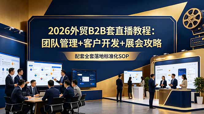 2026外贸B2B套直播教程:团队管理+客户开发+展会攻略,配套全套落地标准化SOP-副业网
