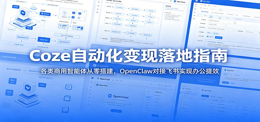 Coze自动化变现落地指南:各类商用智能体从零搭建,OpenClaw对接飞书实现办公提效-副业网