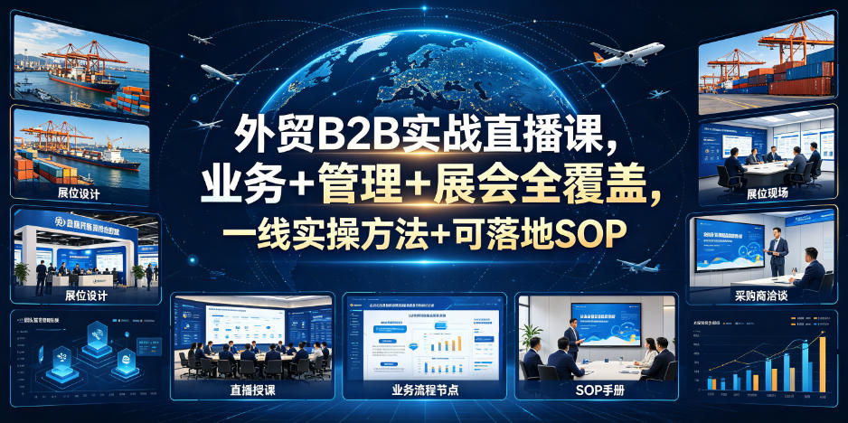 外贸B2B实战直播课，业务+管理+展会全覆盖，一线实操方法+可落地SOP-副业网