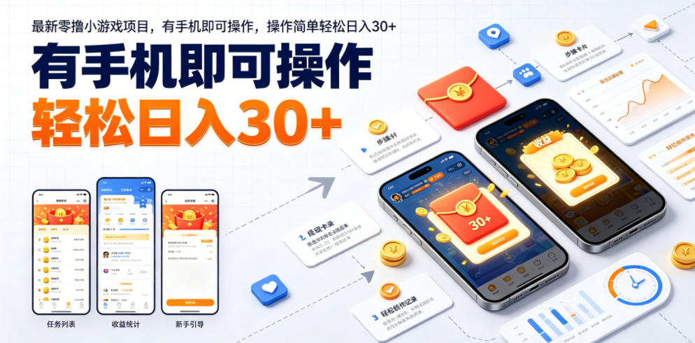 最新零撸小游戏项目,有手机即可操作,操作简单轻松日入30+-副业网