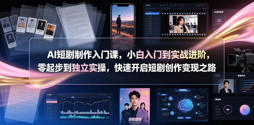 AI短剧制作入门课，小白入门到实战进阶，零起步到独立实操，快速开启短剧创作变现之路-副业网
