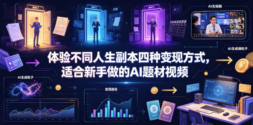 体验不同人生副本四种变现方式，适合新手做的AI题材视频-副业网