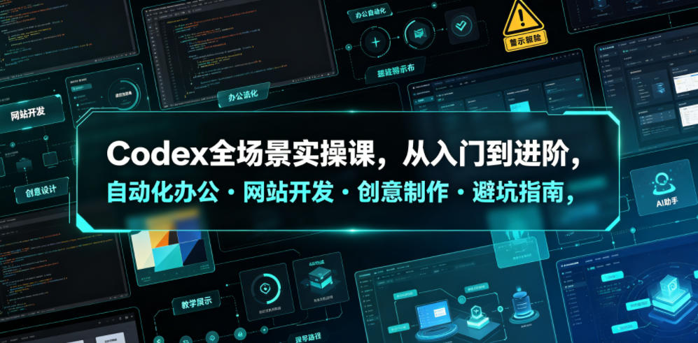 Codex全场景实操课，从入门到进阶，自动化办公・网站开发・创意制作・避坑指南，全流程教学-副业网
