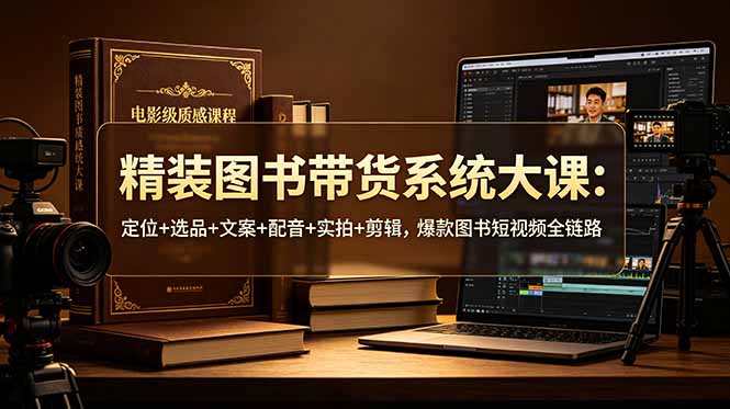精装图书带货系统大课:定位+选品+文案+配音+实拍+剪辑,爆款图书短视频全链路-副业网