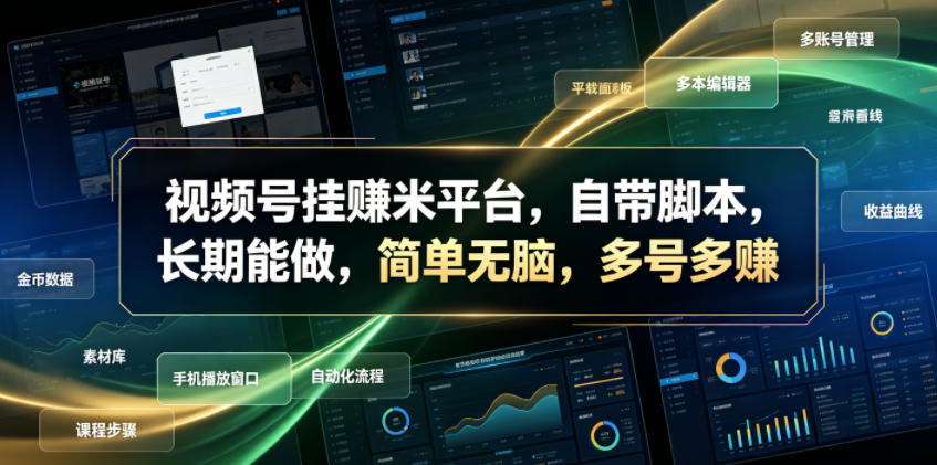 视频号挂賺米平台，自带脚本，长期能做，简单无脑，多号多賺【揭秘】-副业网