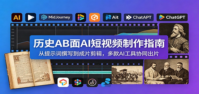 历史AB面AI短视频制作指南:从提示词撰写到成片剪辑,多款AI工具协同出片-副业网