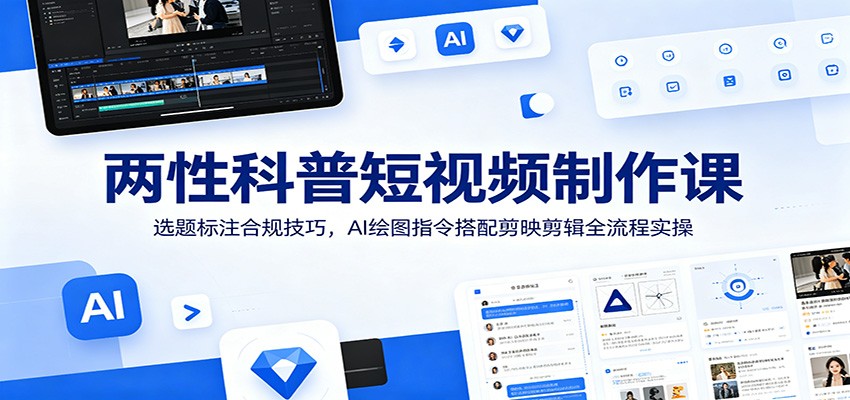 两性科普短视频制作课:选题标注合规技巧,AI绘图指令搭配剪映剪辑全流程实操-副业网