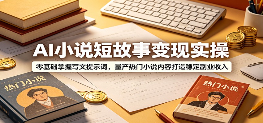 AI小说短故事变现实操:零基础掌握写文提示词,量产热门小说内容打造稳定副业收入-副业网