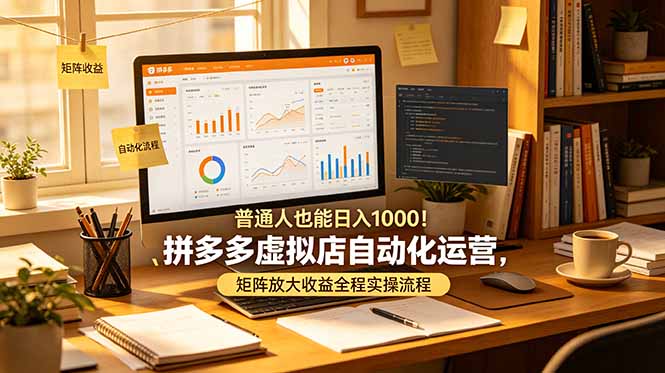 普通人也能日入 1000！拼多多虚拟店自动化运营，矩阵放大收益全程实操流程-副业网