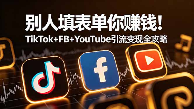 别人填表单你赚钱!TikTok+FB+YouTube 引流变现全攻略【原创双语字幕】-副业网